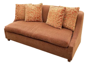 1990s Modern Banquette Italian W/ Burgundy Olive Diamond Print Upholstery