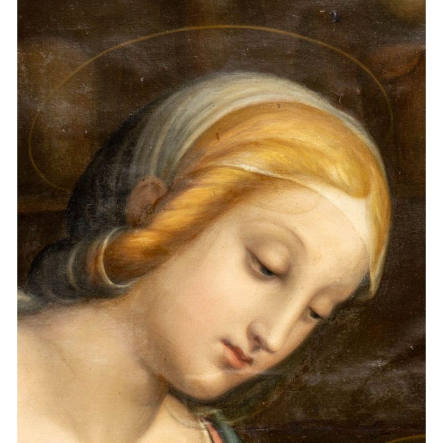 19th Century After Raphael "Orleans Madonna" Oil on Canvas For Sale - Image 5 of 10