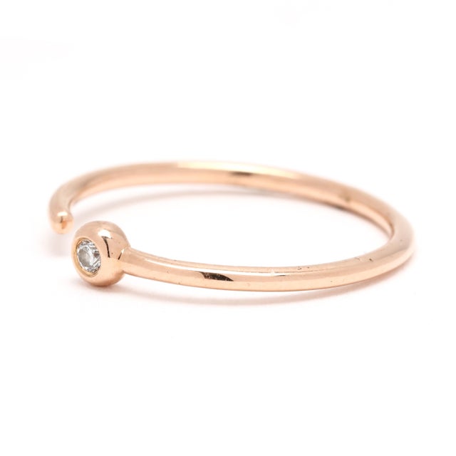 Modern Diamond Negative Space Band Ring, 18k Rose Gold, Ring Size 6.25 For Sale - Image 3 of 6