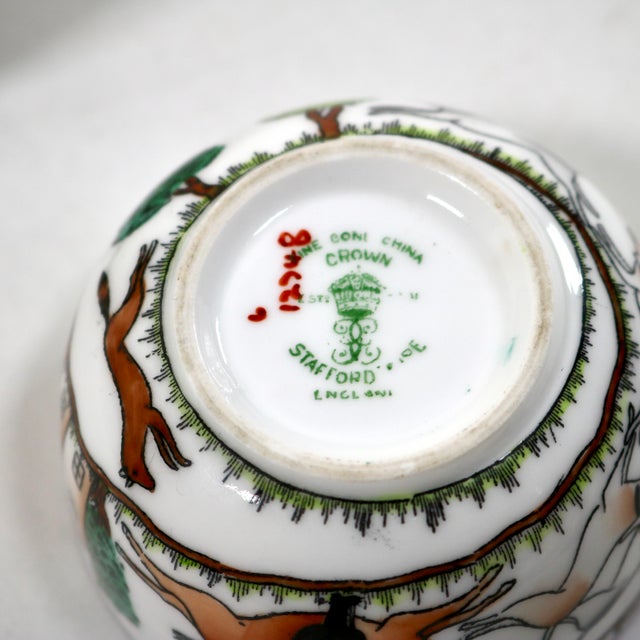 Early 20th Century Crown Staffordshire Hunting Scene Mini Creamer Pitcher and Open Sugar Bowl For Sale In Cincinnati - Image 6 of 8
