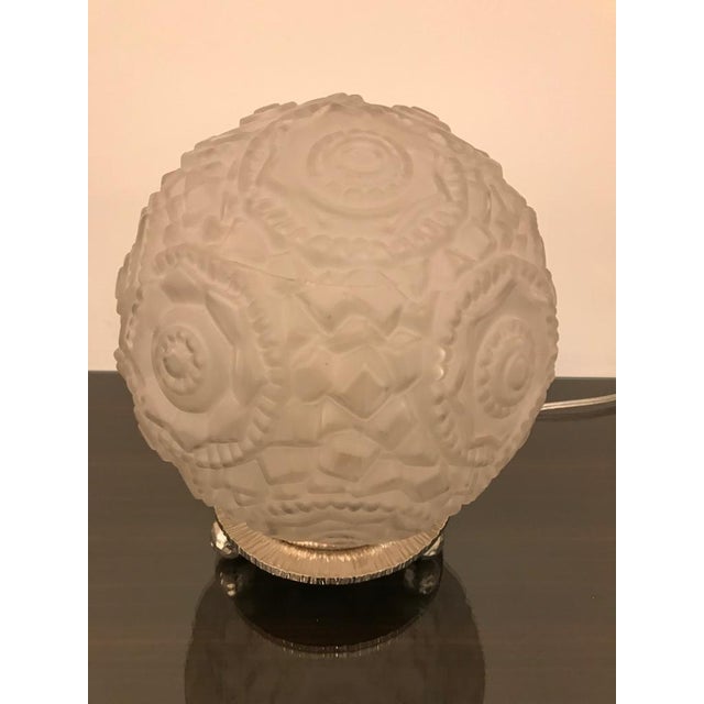 Early 20th Century French Art Deco Round Geometric Table Lamp by Sabino For Sale - Image 5 of 13