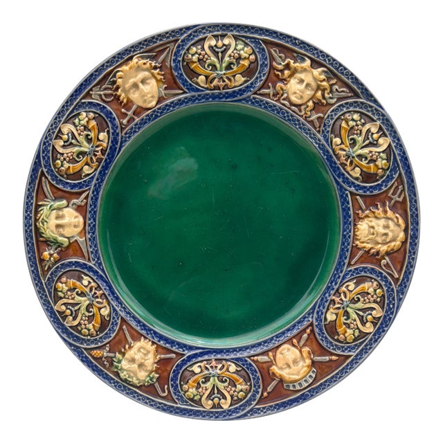 Large 19th Century Neo-Renaissance Majolica Palissy Plate For Sale