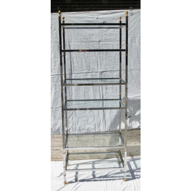 6 Shelf Vintage Chrome, Brass, and Steel Etagere 70s' For Sale - Image 4 of 12