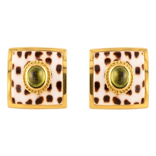 Late 20th Century Pair of MAZ 14k Enamel Earrings For Sale