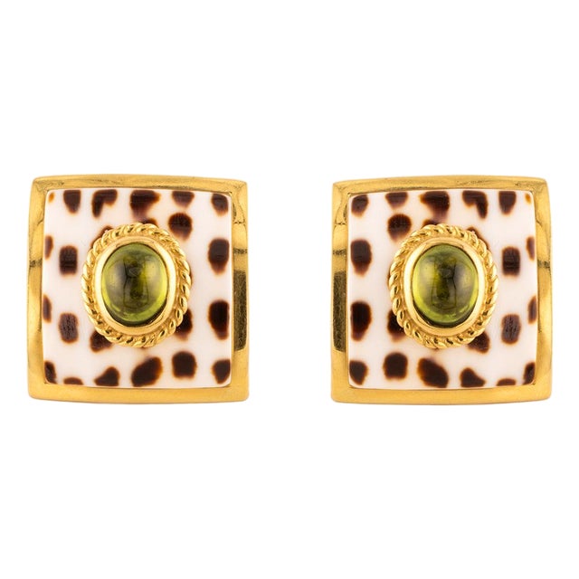 Late 20th Century Pair of MAZ 14k Enamel Earrings For Sale