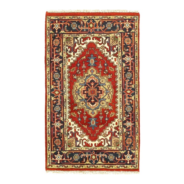 1990s Fine Hand Knotted Persain Serapi Desig For Sale