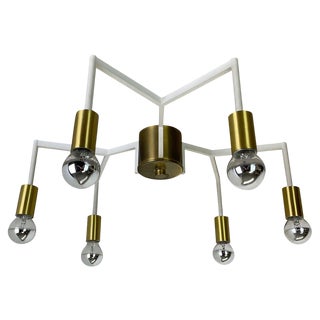Large Brass Italian Cubic Sputnik Ceiling Light Flush Mount in the manner of Stilnovo, Gio Ponti, Italy, 1960s For Sale