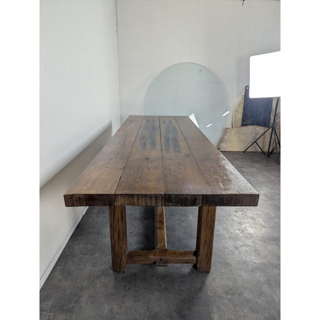 Vintage Oak Farmhouse Table For Sale - Image 5 of 7