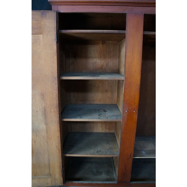 Primitive Antique American Victorian Poplar Closet Cupboard Linen Press Cabinet For Sale - Image 9 of 18