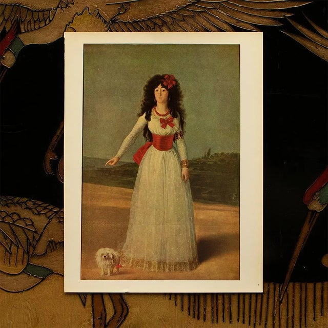 American Circa 1940s After Francisco Goya "Portrait of the Duchess of Alba" Vintage Full-Color Print For Sale - Image 3 of 6