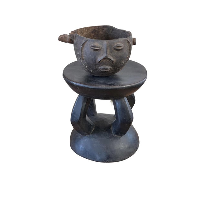 African African Vintage Carved Wood Milk Stool Hehe Gogo People Tanzania 11" H For Sale - Image 3 of 7