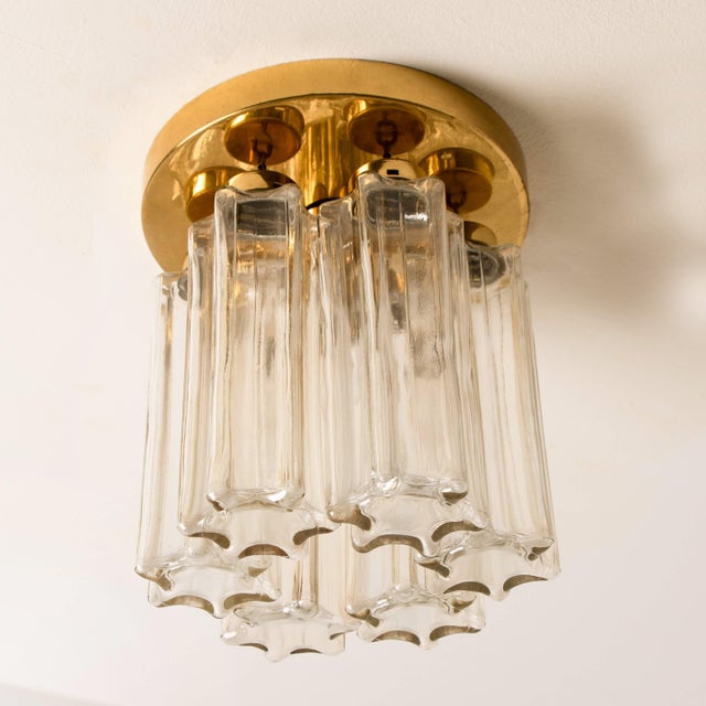 Gold Brass and Glass Lights Ceiling Fixtures from Limburg Glashütte, 1970s, Set of 2 For Sale - Image 8 of 17
