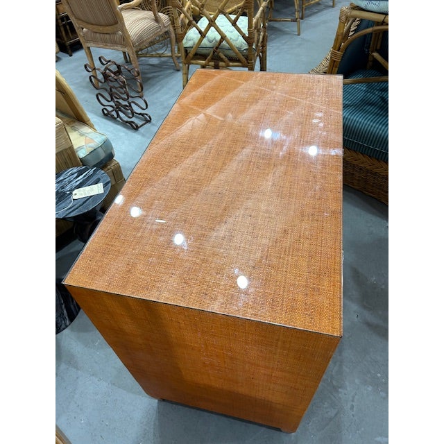 Orange Grasscloth Chest by Century Curate Home For Sale - Image 9 of 10