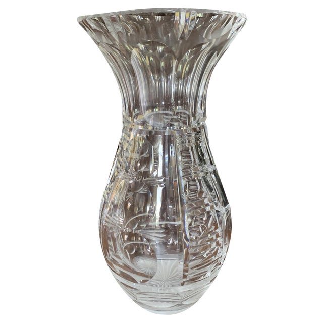 Large Crystal Vase, 1970s For Sale