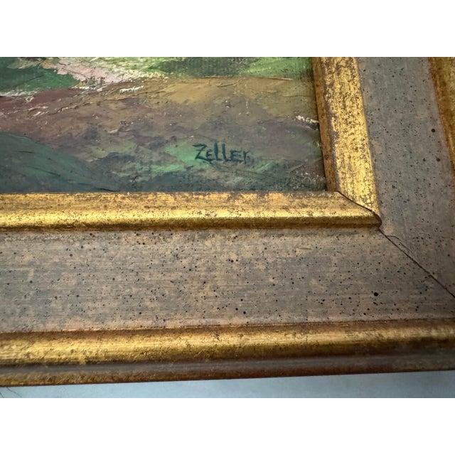 American Small Vintage Oil Painting of Red Barn For Sale - Image 3 of 9