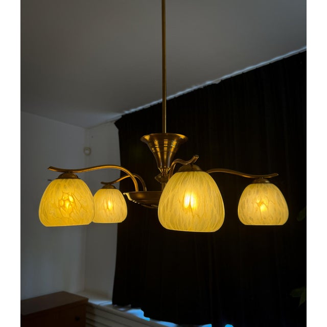 Vintage Art Deco Pendant in Brass For Sale - Image 4 of 13