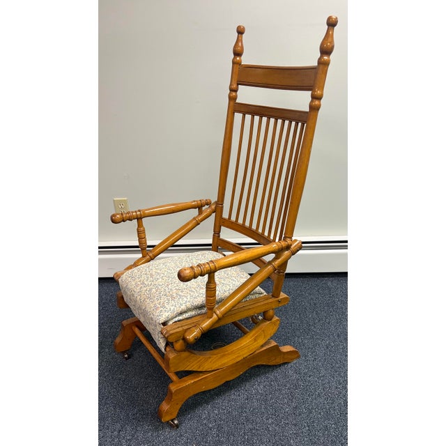 Late 19th Century Late 19th Century Maple Spindle Back Platform Rocker For Sale - Image 5 of 10