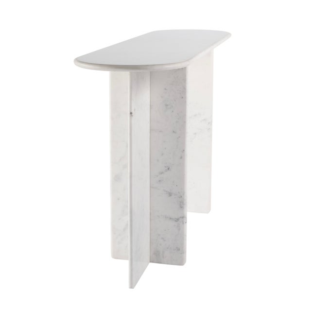White Vienna 54 in. W Rectangular 100% Marble Console/Sofa Table, White For Sale - Image 8 of 11