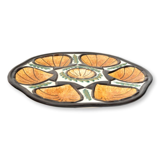 French Mid 20th Century French Majolica Oyster Plates , Set of 6 For Sale - Image 3 of 5
