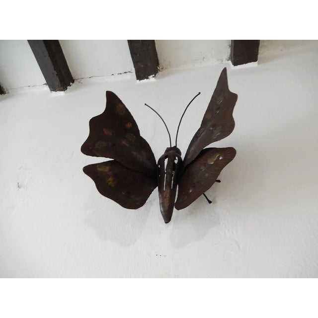 Midcentury Italian Brutalist Wrought Iron Butterfly Sconce For Sale - Image 10 of 12