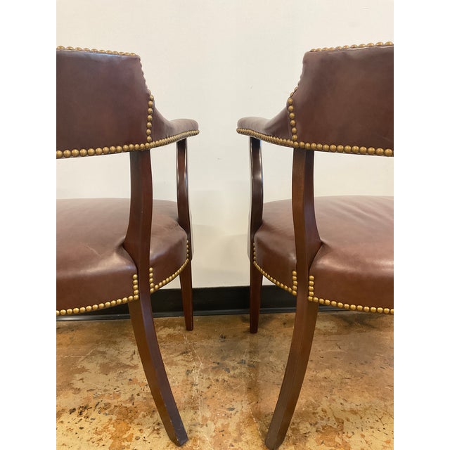 Pair of Late 20th Century Executive Side Chairs in Leather by Hickory Chair For Sale - Image 13 of 18