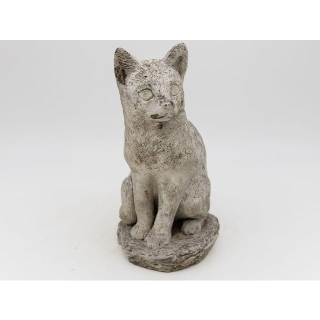 Vintage Composite Stone Cat Garden Statue, French 1970s For Sale - Image 4 of 8