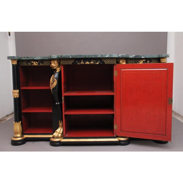 Hollywood Regency Vintage Chinoiserie Cabinet with Marble Top, 1920 For Sale - Image 3 of 18