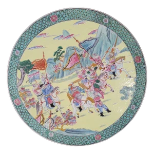 18th Century Large Figurative Chinese Export Porcelain Charger With Qianlong Mark