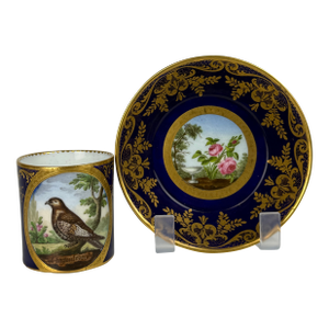 19th Century French Sevres Porcelain Hand Painted Cup & Saucer