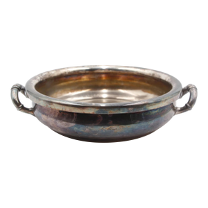 Antique Round Silver Plated Brass Serving Bowl