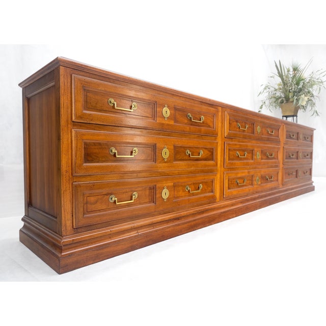 Wood Baker 10' Extra !Long! 9 Drawers Campaign Directoire Style Credenza Dresser MINT For Sale - Image 7 of 17