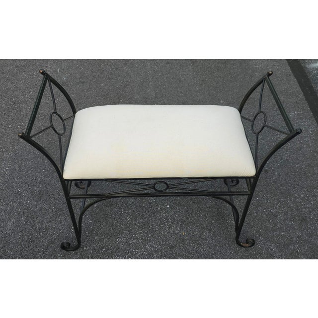 Late 20th Century Late 20th Century Modern Italian Iron and Upholstered Bench For Sale - Image 5 of 7