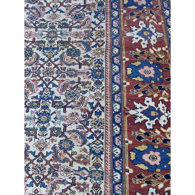 Antique Sultanabad Carpet, Handmade Persian Rug, Ivory, Blue, Green, Soft Red For Sale In New York - Image 6 of 11