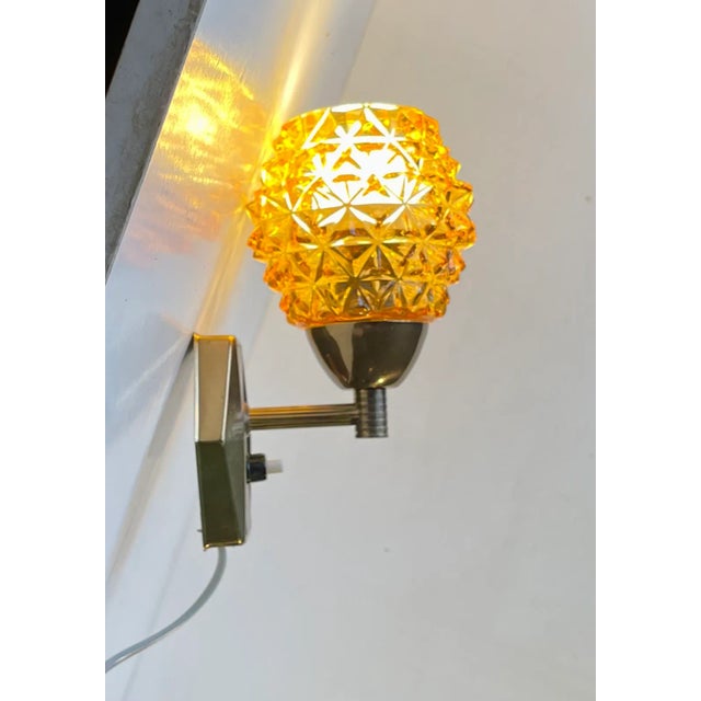 Danish Brass & Glass Wall Sconce by J. Sommer, 1960s For Sale - Image 4 of 8