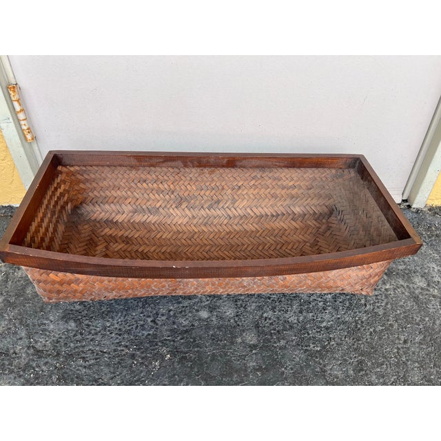 1950s 1950s Large Rectangular Brown Ikebana Basket For Sale - Image 5 of 8