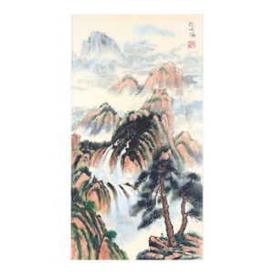 Spring Rain - Vertical Chinese Landscape With Waterfalls and Mountains