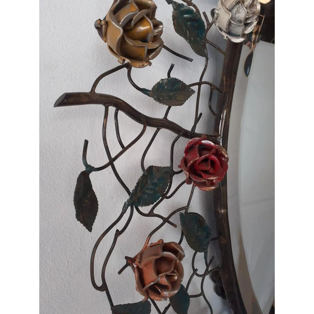 Metal Vintage Rose Brass Mirror For Sale - Image 7 of 9
