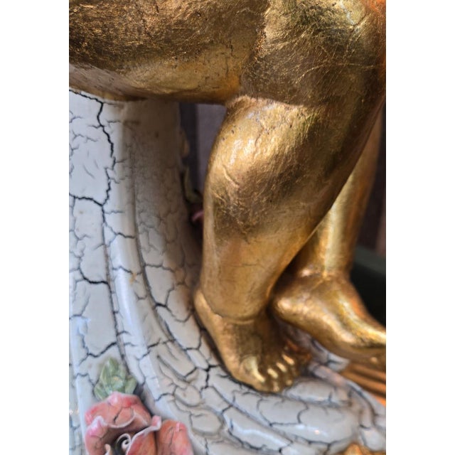 Lorenzon Italian Gold Cherub Ceramic Sculpture For Sale In New York - Image 6 of 10