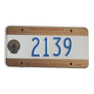 Presidential Inauguration License Plate 1985 For Sale