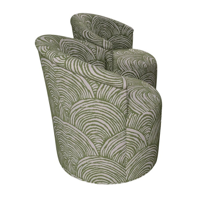 Thibaut Ashby Swivel Chairs, Bay Point in Leaf Performance Fabric - a Pair For Sale In Greensboro - Image 6 of 9