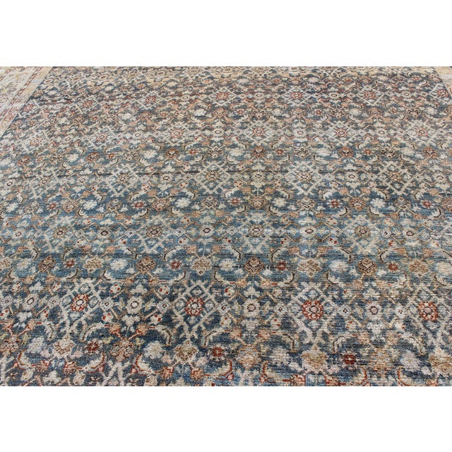Persian Antique Malayer Rug With Exquisite Design in Blue, Gray, Teal & Ivory 8'7 X 11'0 For Sale In Atlanta - Image 6 of 9