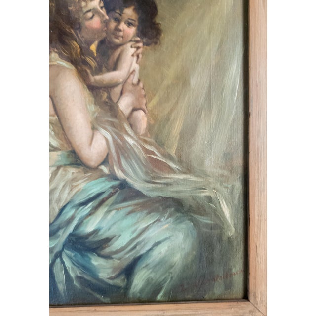 19th Century English or French School Mother and Daughter Portrait Painting For Sale - Image 10 of 16