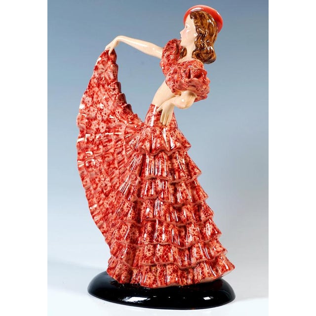 Art Deco Colette Ruffle Dance Figurine by Stephan Dakon for Goldscheider, 1939 For Sale - Image 4 of 6