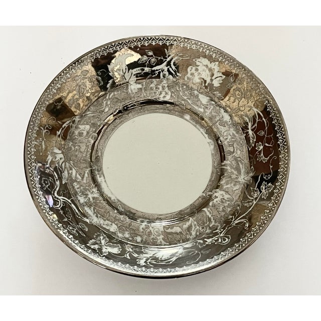 Wedgwood Antique Wedgewood Platinum Resist Demitasse Set Six Cups and Saucer’s Grapevine Pattern. Wedgewood Etruria C. 1900 For Sale - Image 4 of 9