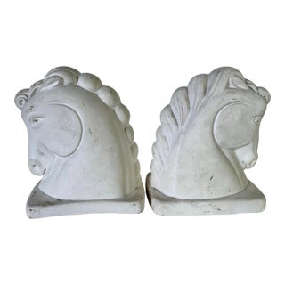 1980s Vintage Horse Head Plaster Bookends - a Pair For Sale