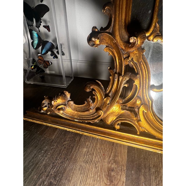 French Antique Louis XV Giltwood Mantle Mirror For Sale - Image 10 of 12