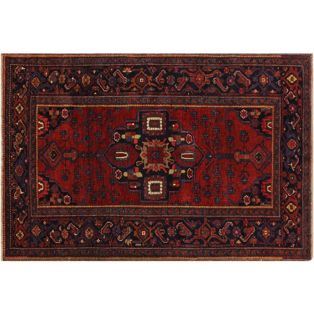 Red 1930s Rustic Vintage 1900s Nomadish Vintage Medallian Rug For Sale - Image 8 of 9