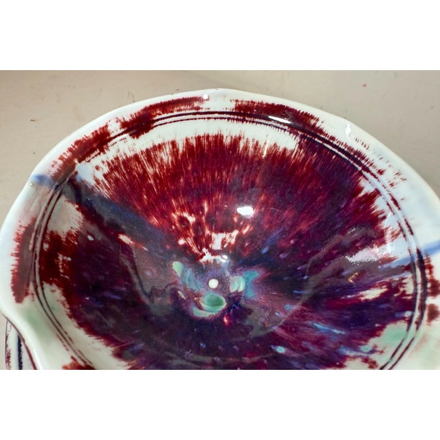 Vintage Handmade Edgecomb Potters Flambe Glaze Porcelain Pottery Bowl Plate For Sale - Image 9 of 14