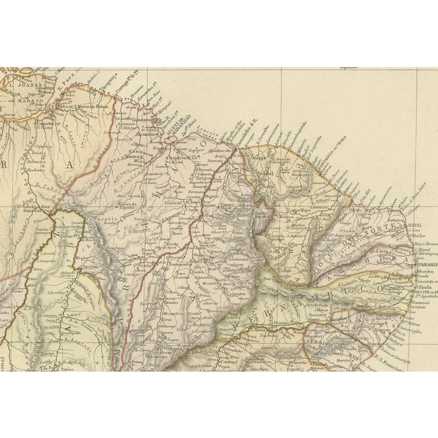 Map of Brazil with Historic Borders, River Systems and Coastal Regions, 1882 For Sale - Image 3 of 7