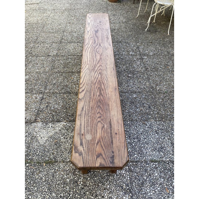 Rustic Oak Farmhouse Bench, 1950s For Sale - Image 17 of 18